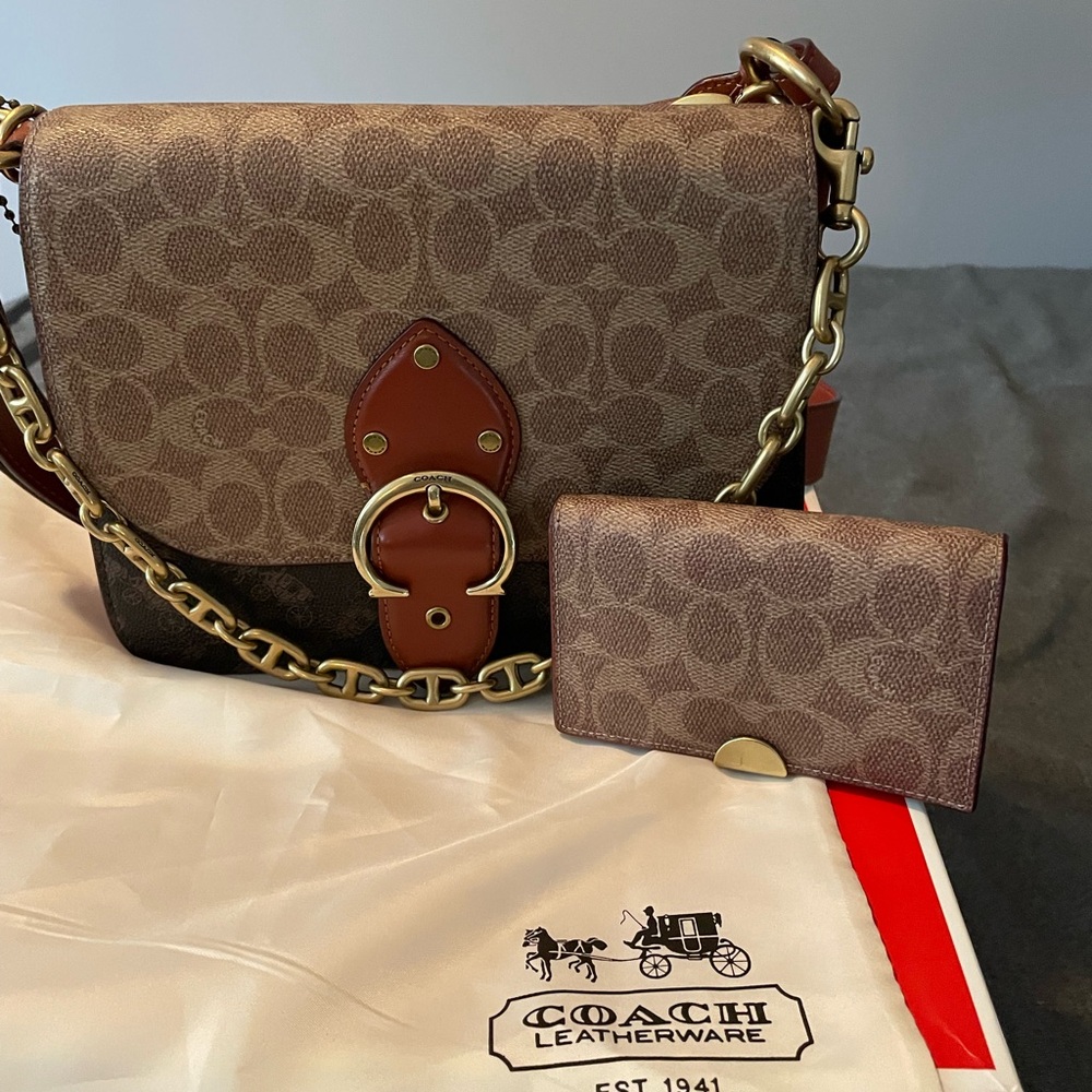 Coach monogram crossbody with wallet